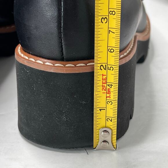 Naturalizer Desi Leather Platform Lug Sole Loafer Black Women 6 Wide - Picture 8 of 11